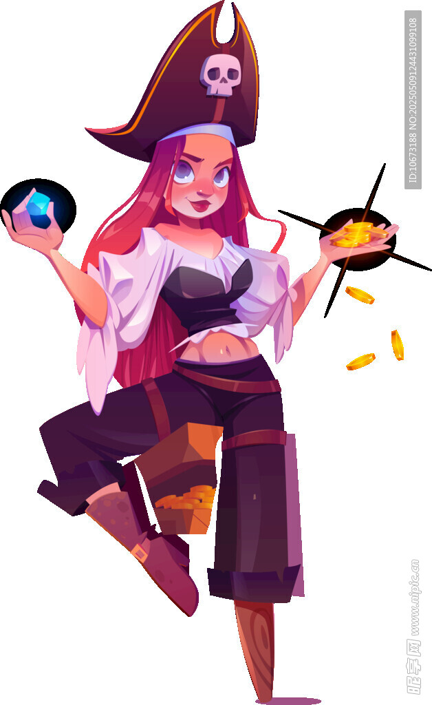 俏皮海盗少女施展魔法