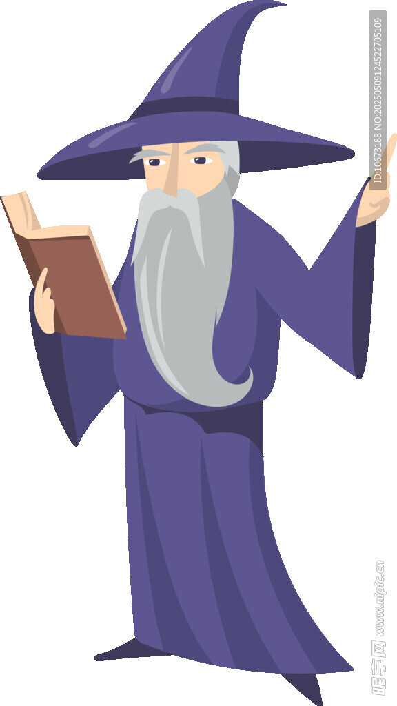 魔法长袍巫师手持书籍