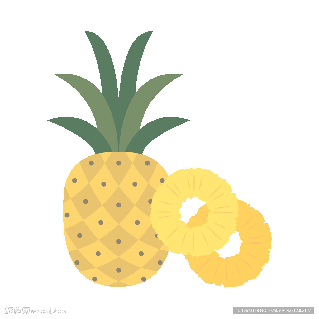 可爱菠萝及切片插画