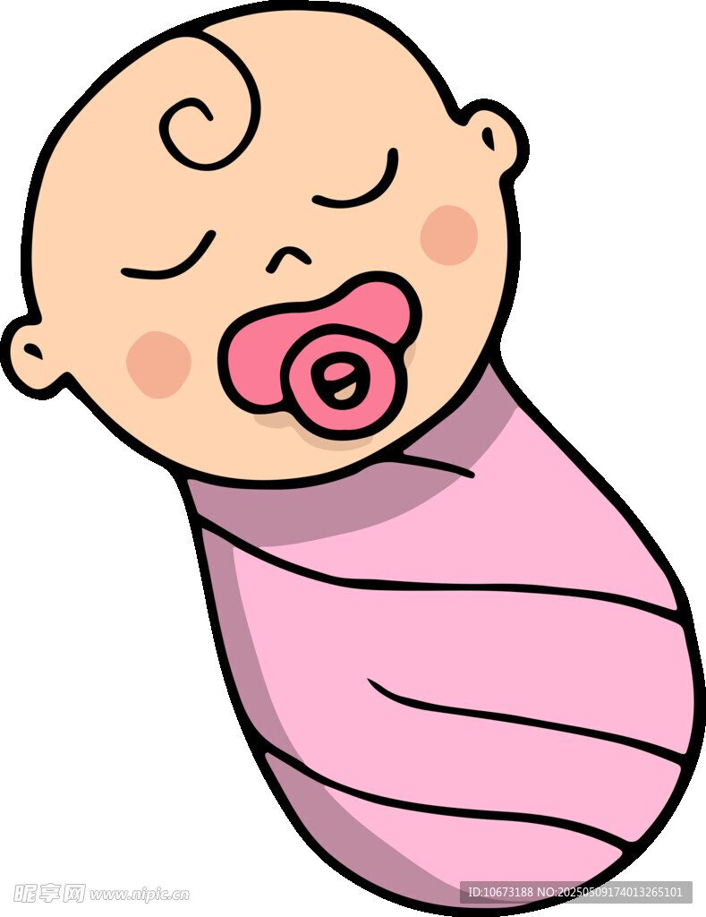 裹粉色襁褓的安睡小婴儿