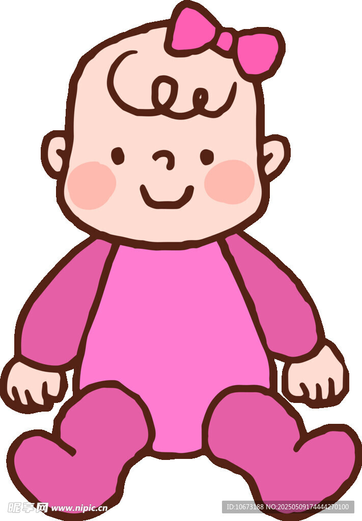 可爱粉色系坐立小女婴