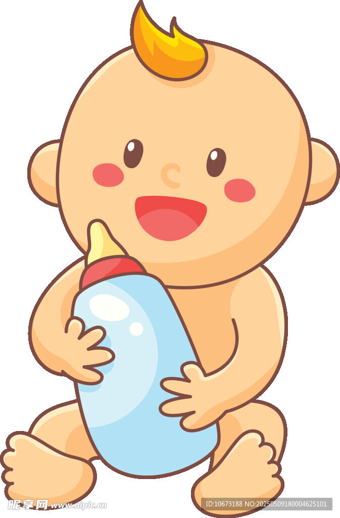 可爱宝宝手持奶瓶