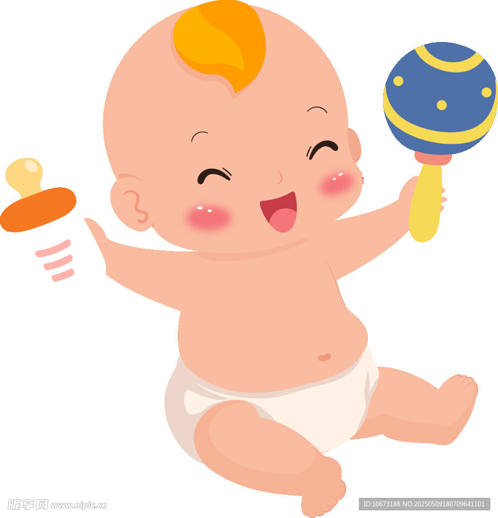 快乐婴儿玩拨浪鼓