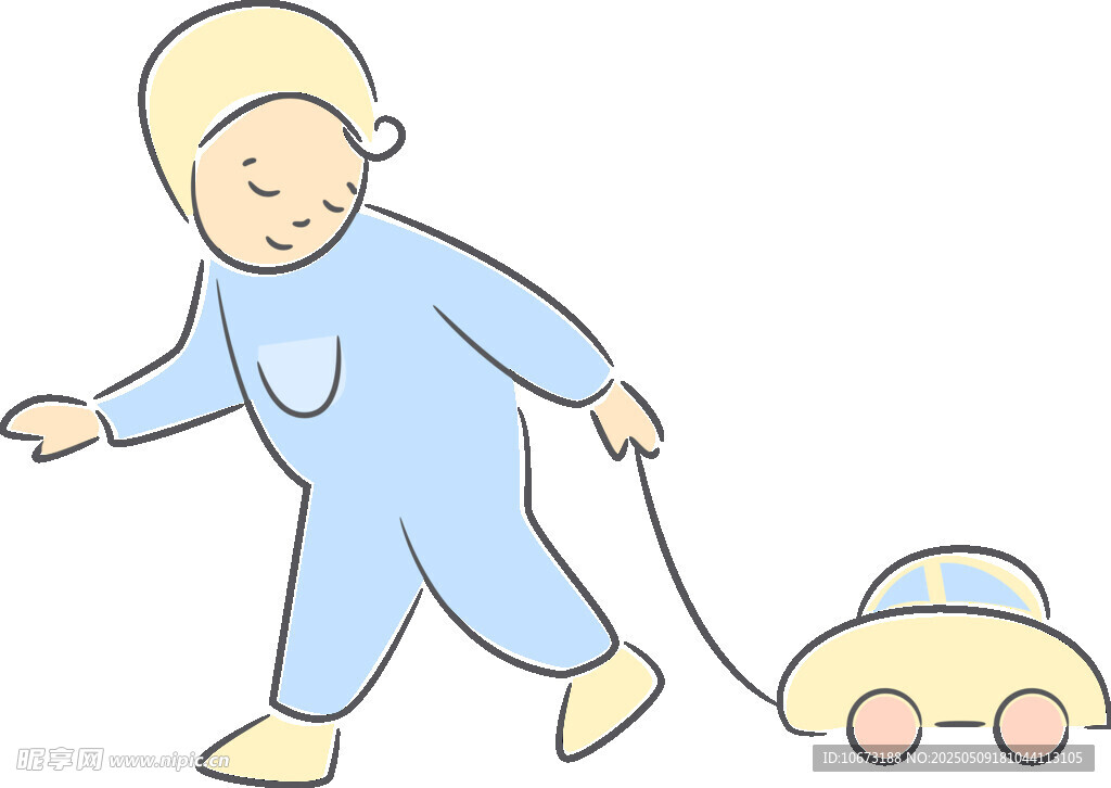 幼儿拉玩具车玩耍