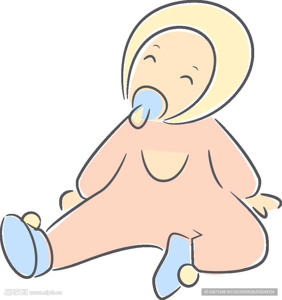 可爱婴儿坐着含奶嘴