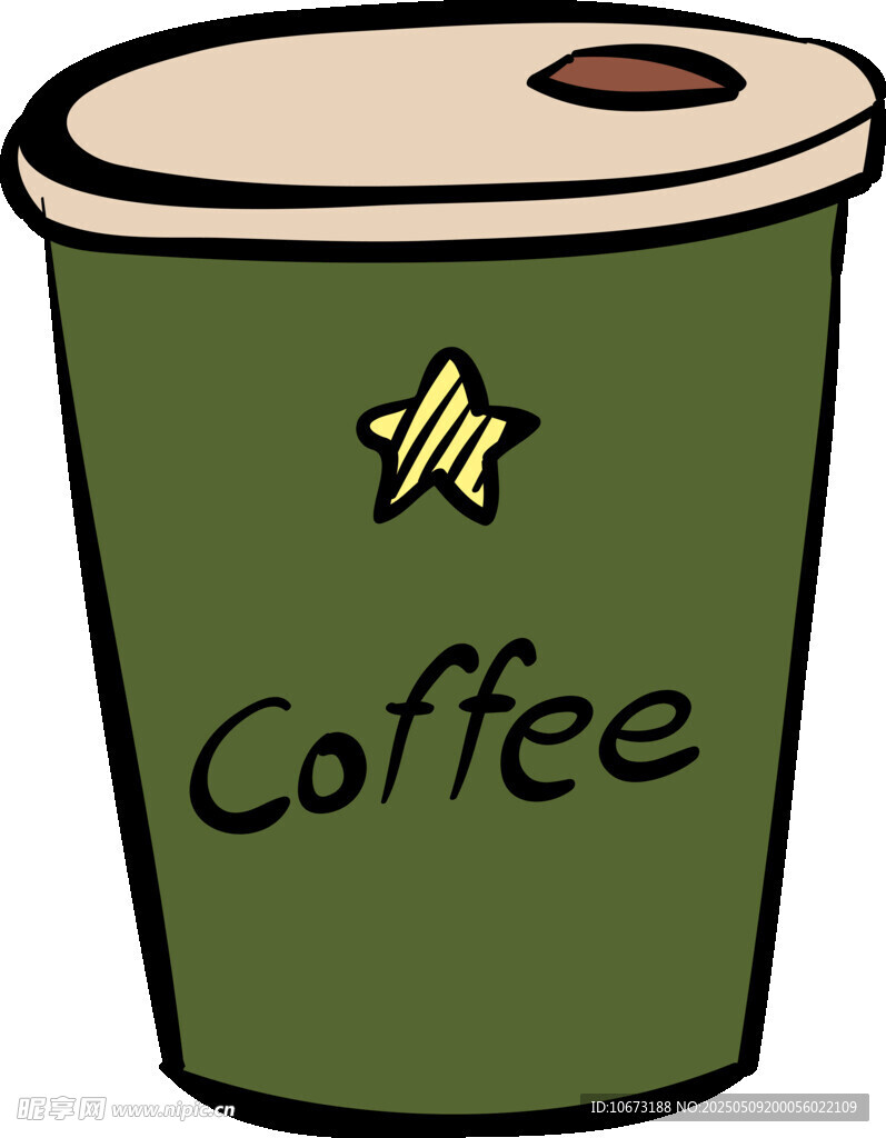 绿色咖啡杯插画