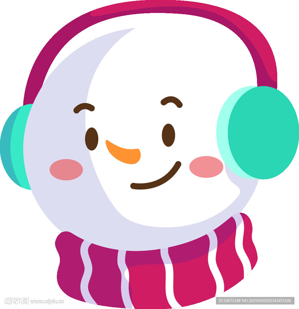 戴耳机围巾的可爱小雪人
