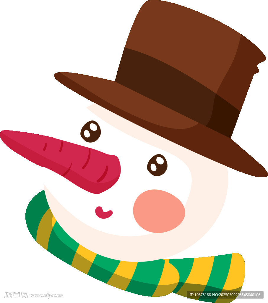 戴帽围巾的可爱小雪人