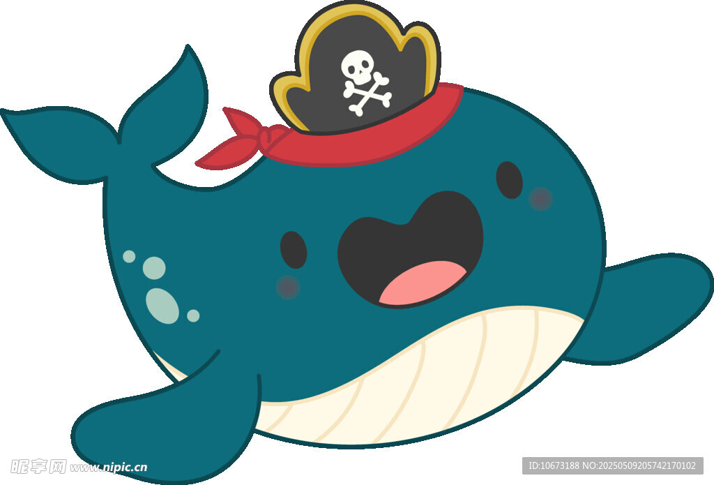 可爱鲸鱼海盗形象