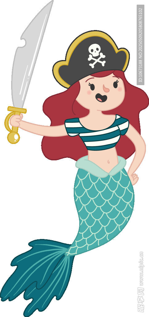 海盗风美人鱼持剑形象