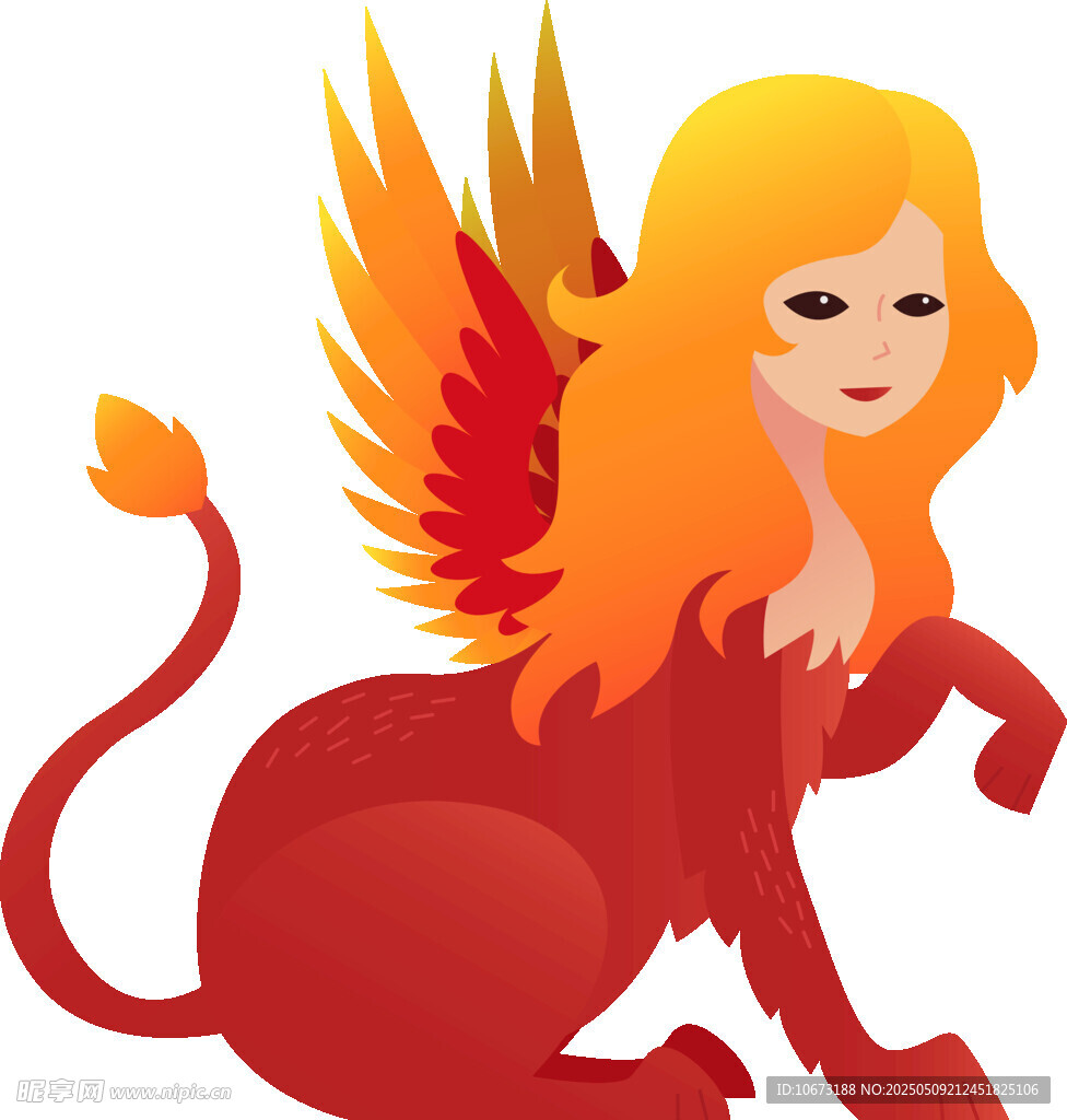 长翼金发的奇幻狮身女兽