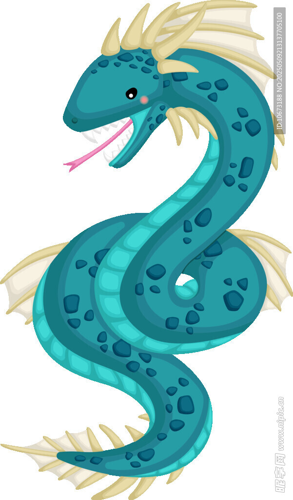 蓝色奇幻龙形生物插画