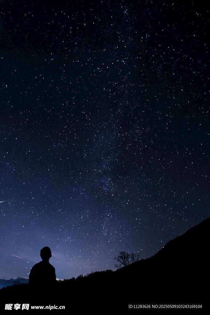 星空下的孤独身影