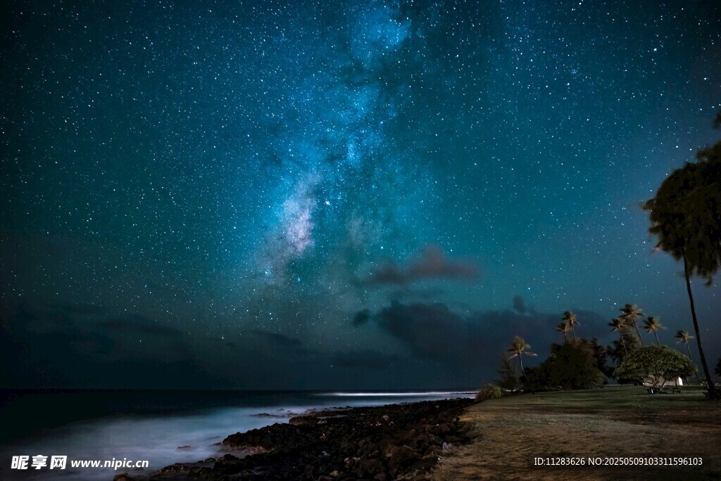海边夜空下的璀璨星河