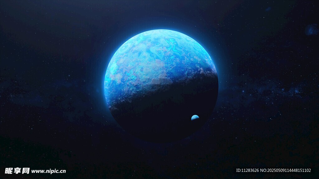 夜空中的蓝色星球