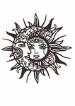 手绘太阳月亮人脸图腾图案