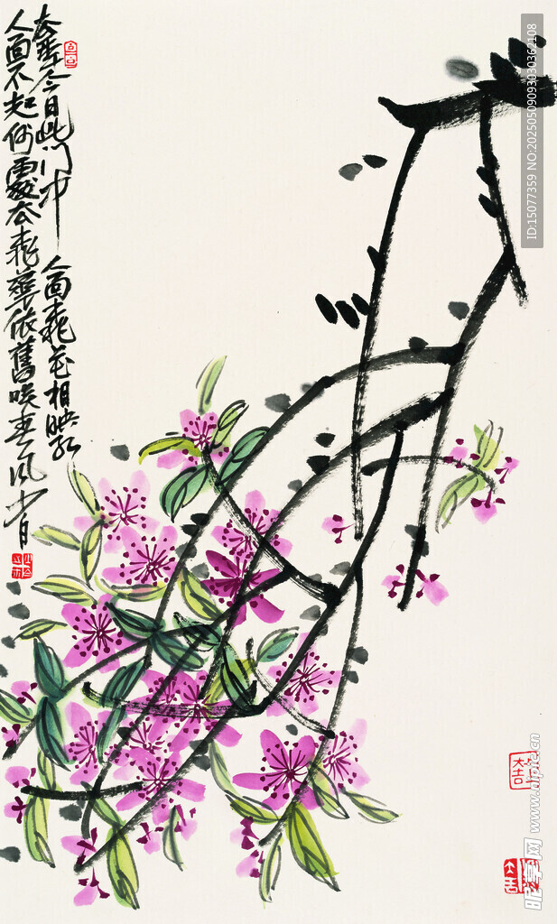 水墨桃花图
