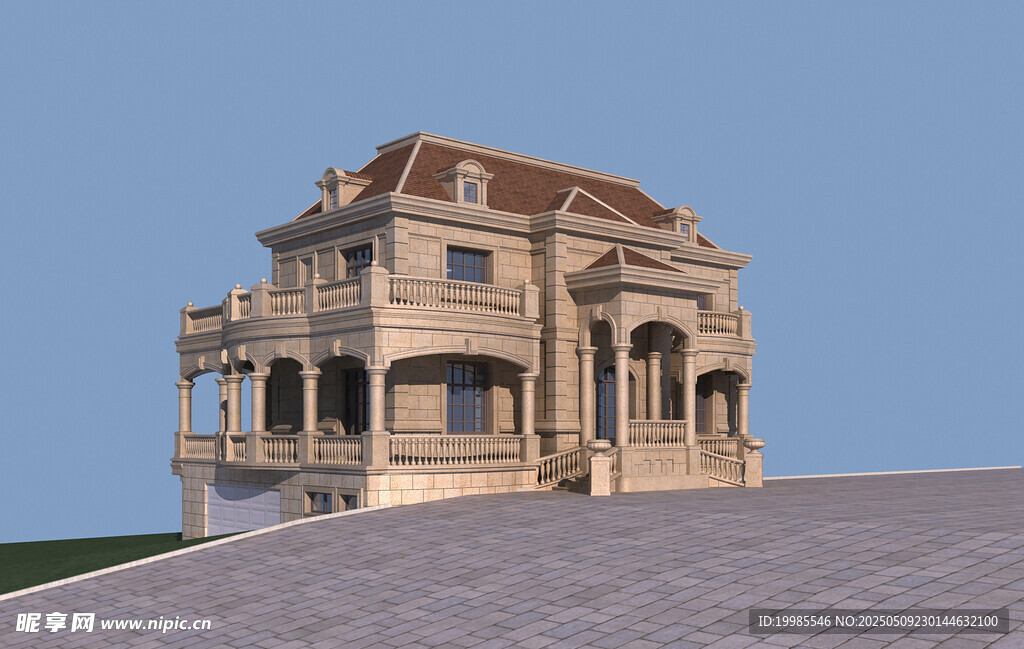 法式别墅3Dmax建筑模型
