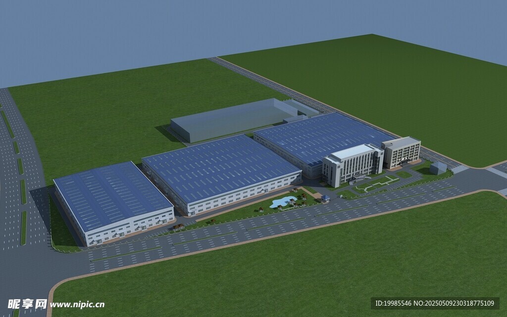 工厂鸟瞰3Dmax建筑模型
