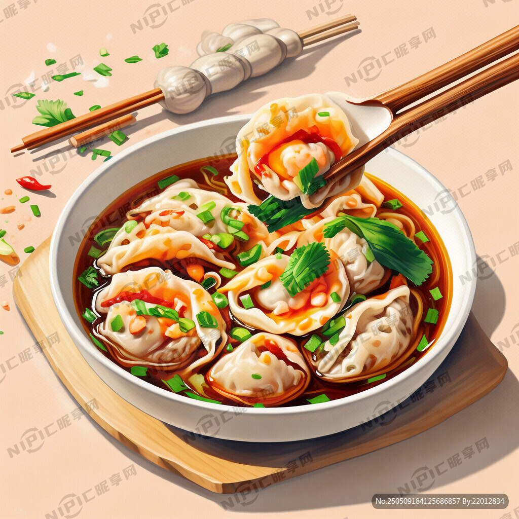 诱人的虾滑馄饨海报