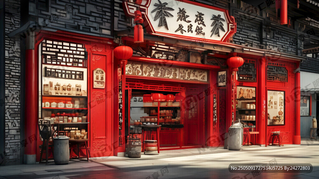 红色  新中式   卤味店门头