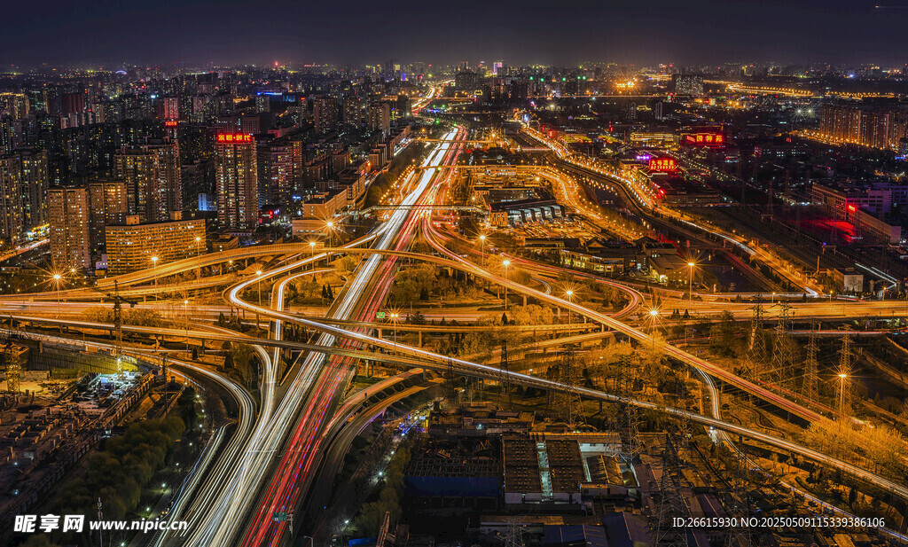城市夜景立交桥璀璨灯火