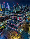 城市中式建筑夜景俯瞰