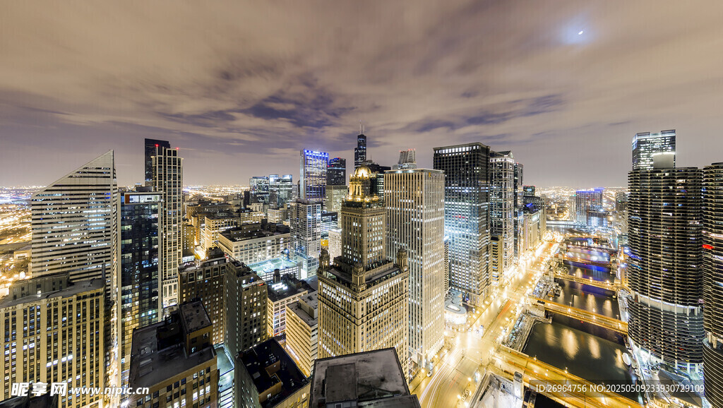 城市璀璨夜景俯瞰图