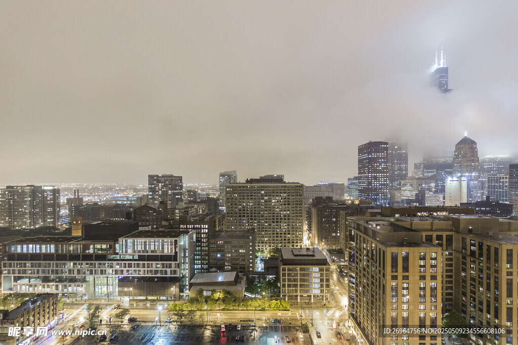 城市夜景俯瞰繁华景象