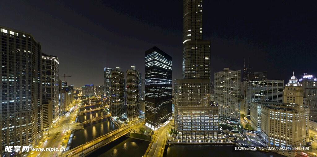 城市璀璨夜景俯瞰图