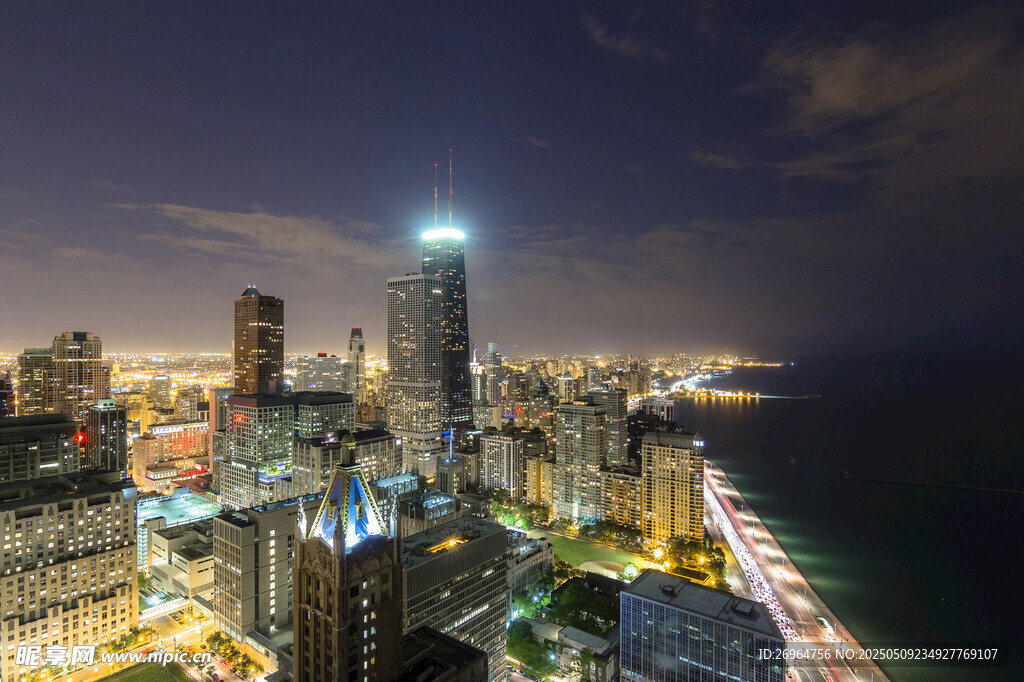 城市璀璨夜景俯瞰图