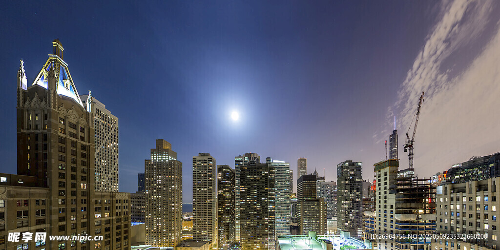 夜幕下的繁华都市景观
