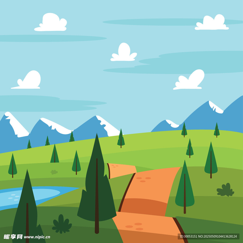 山间小径旁的清新自然风景