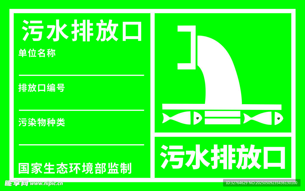 绿色污水排放口标识牌