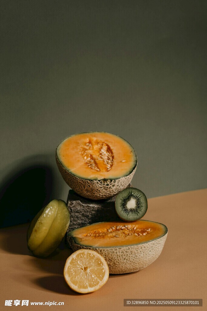 多彩南瓜切片静物展示
