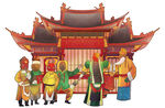戏曲古代宫廷人物场景插画