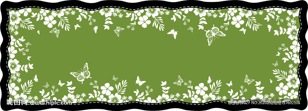 绿色花边背景图
