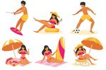 夏日海滩休闲人物插画
