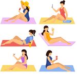 女性多样瑜伽姿势展示
