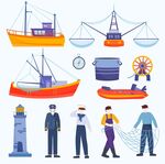 海上渔业作业场景元素