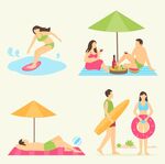 夏日海滩休闲活动场景
