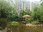 小区内的静谧水景凉亭