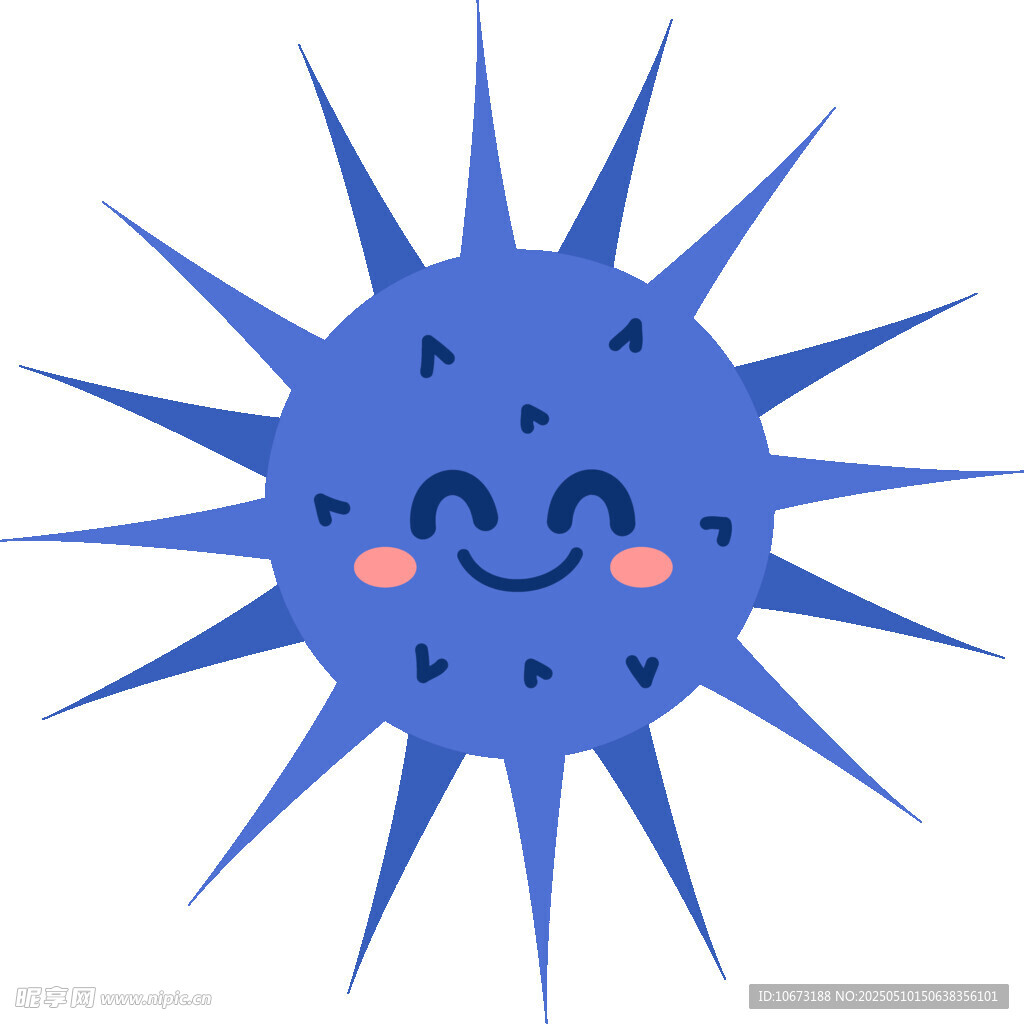蓝色笑脸太阳卡通形象