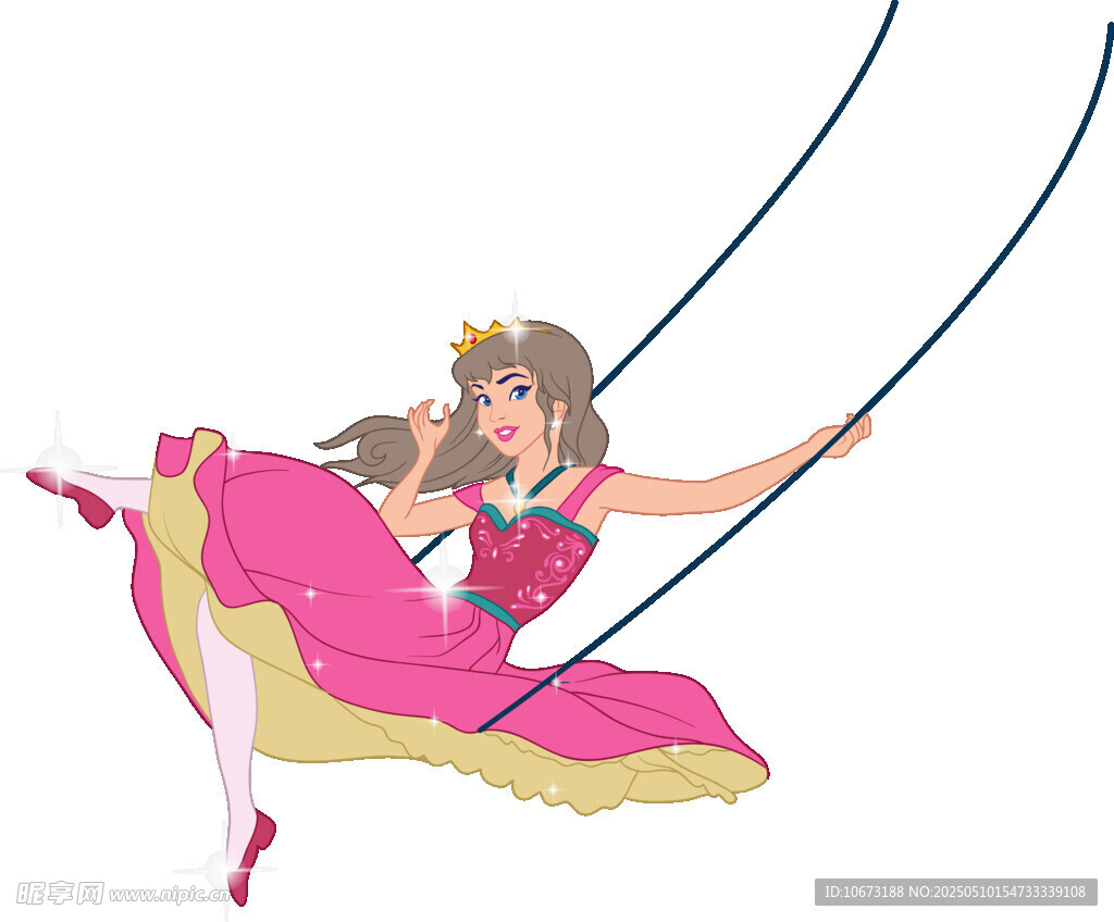 女孩优雅荡秋千瞬间