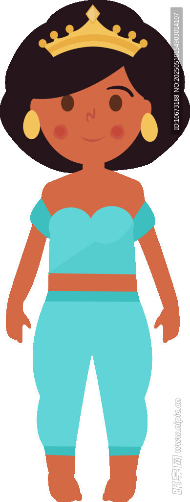 戴皇冠的蓝色服饰卡通女孩