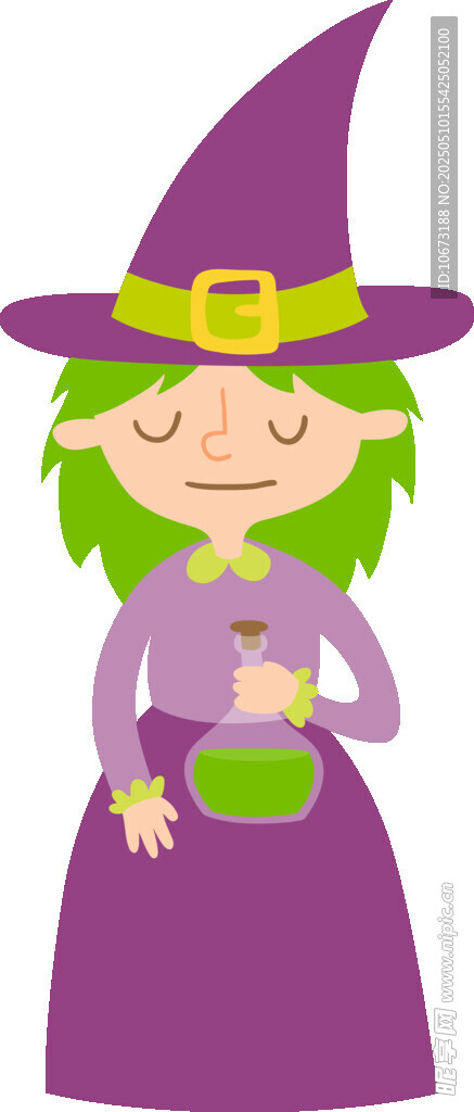 可爱女巫手持魔法杯