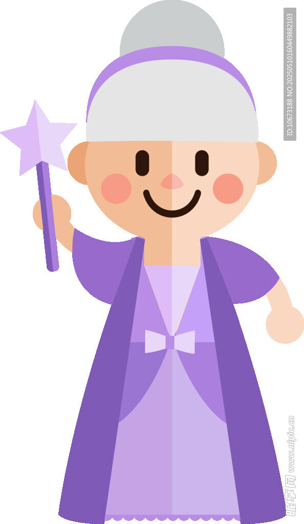 魔法老奶奶手持星星魔杖