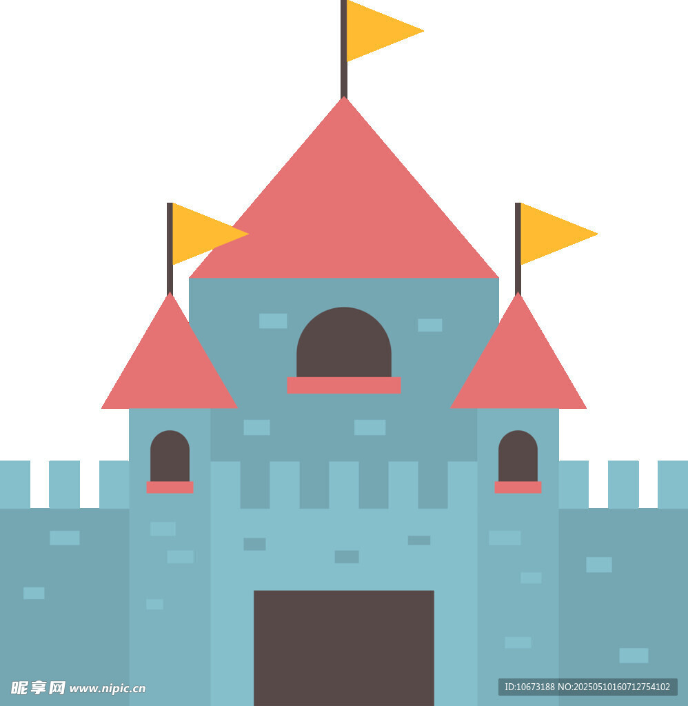 蓝色卡通城堡插画