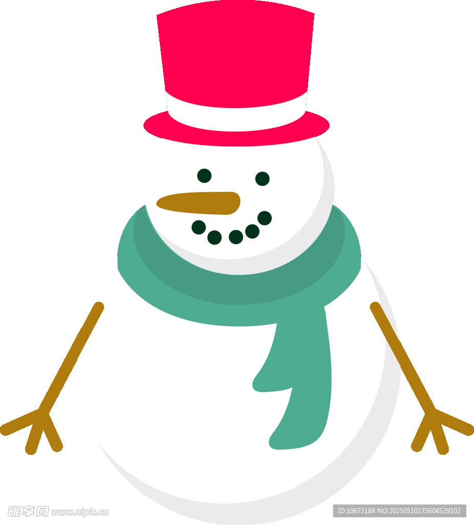 戴帽围巾的可爱雪人