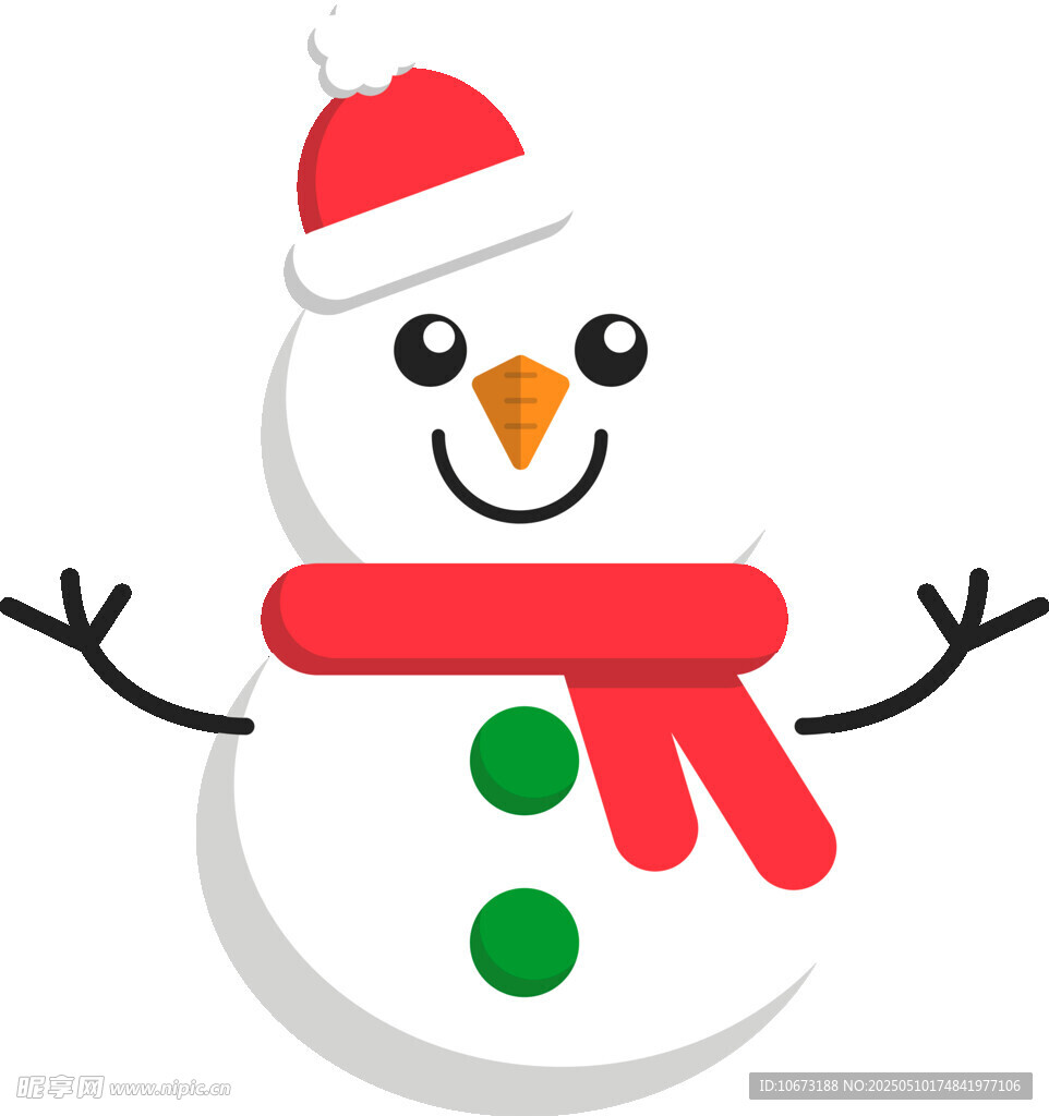 可爱雪人戴圣诞帽